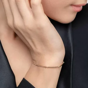 Armband Bar, 18 Karat Rosegold, Diamanten-LEAF Clearance