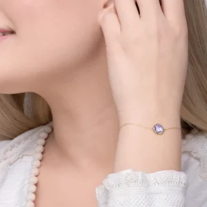 Armkette Amethyst, 14 Karat Gelbgold-LEAF Best