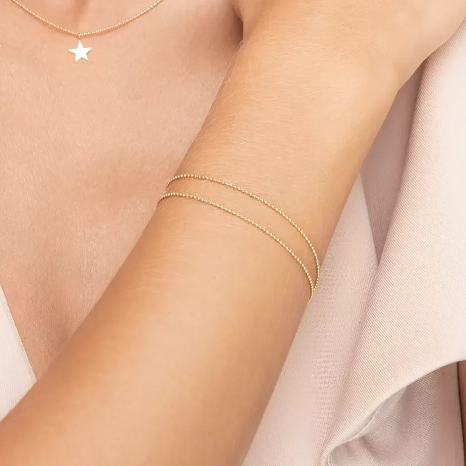 armkette_ball_chain_doubl_2.webp Armkette Ball Chain Double, 14 Karat Gelbgold-LEAF Outlet