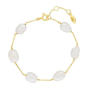 Armkette Barockperle, 18 K Gelbgold vergoldet-LEAF Clearance