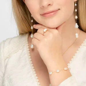 Armkette Barockperle, 18 K Gelbgold vergoldet-LEAF Clearance