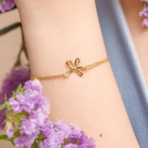 Armkette Blossom, 18 K Gelbgold vergoldet-LEAF Fashion