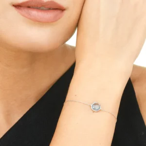 Armkette Blue Topaz, 14 Karat Weißgold-LEAF Sale