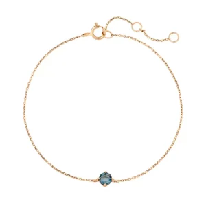 Armkette Cabochon, Blue Topaz, 14 Karat Rosegold-LEAF Online