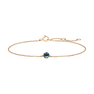 Armkette Cabochon, Blue Topaz, 14 Karat Rosegold-LEAF Online