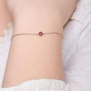 Armkette Cabochon, Rhodolite, 14 Karat Rosegold-LEAF Hot