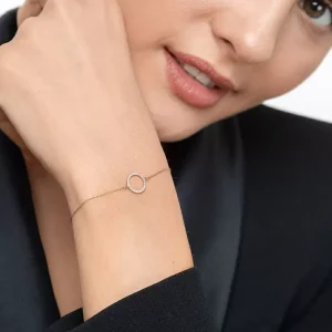 Armkette Circle mit Diamanten, 18 Karat Rosegold-LEAF Discount