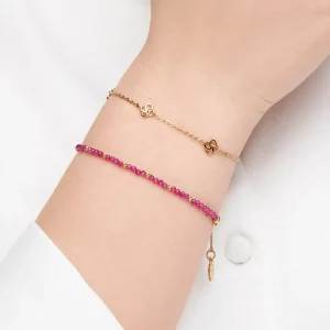 Armkette Clover Charm, 18 K Rosegold vergoldet-LEAF Sale