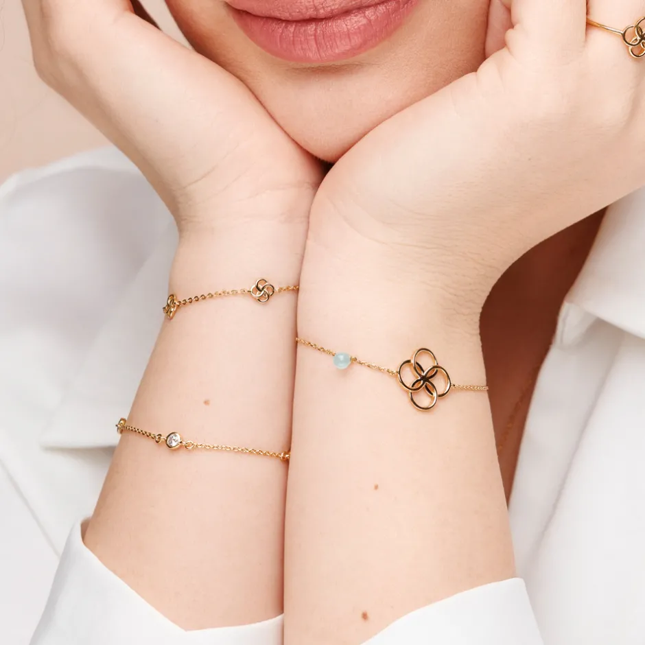 armkette_clover_charm__k__3-1.webp Armkette Clover Charm, 18 K Rosegold vergoldet-LEAF Sale