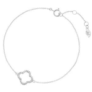 Armkette Clover mit Diamanten, 18 Karat Weißgold-LEAF Discount