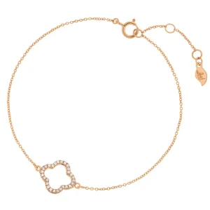 Armkette Clover mit Diamanten, 18 Karat Rosegold-LEAF New