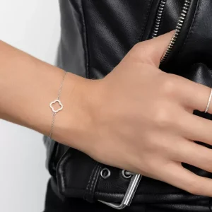 Armkette Clover mit Diamanten, 18 Karat Weißgold-LEAF Discount