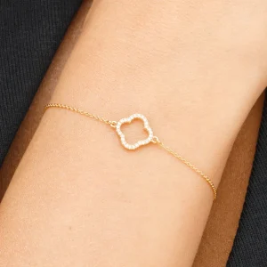 Armkette Clover mit Diamanten, 18 Karat Gelbgold-LEAF Discount