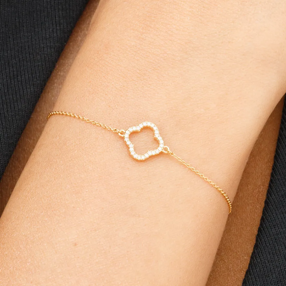 armkette_clover_mit_diama_1.webp Armkette Clover mit Diamanten, 18 Karat Gelbgold-LEAF Discount