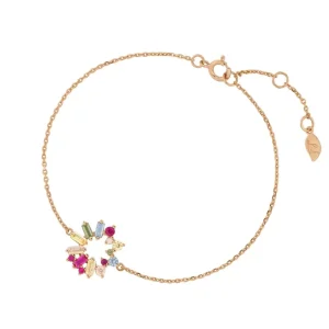 Armkette CUBE FLOWER, Multi Colour Zirkonia, 18 K Rosegold vergoldet-LEAF Sale