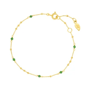 Armkette Flying Gems, Grüner Achat, 18 K Gelbgold vergoldet-LEAF Hot