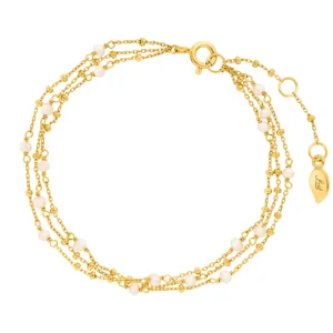 Armkette Flying Pearls, 3-reihig, 18 K Gelbgold vergoldet-LEAF Sale