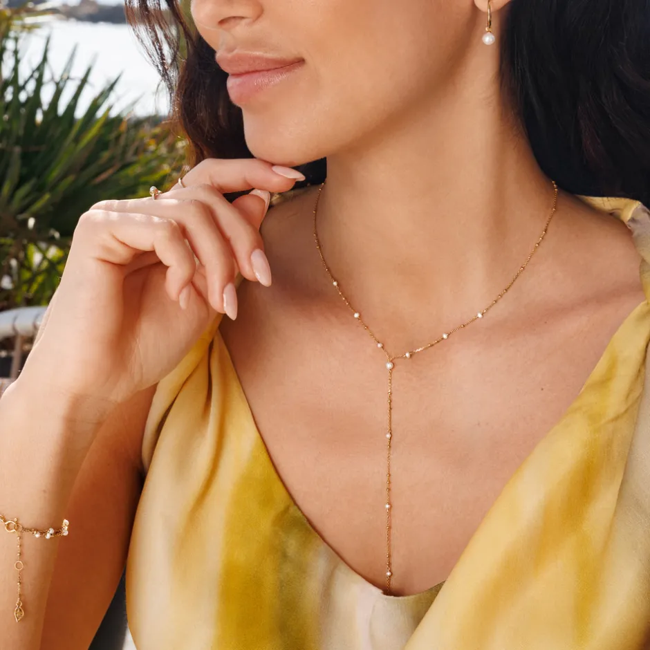 armkette_flying_pearls_re_2-1.webp Armkette Flying Pearls, 3-reihig, 18 K Rosegold vergoldet-LEAF Discount