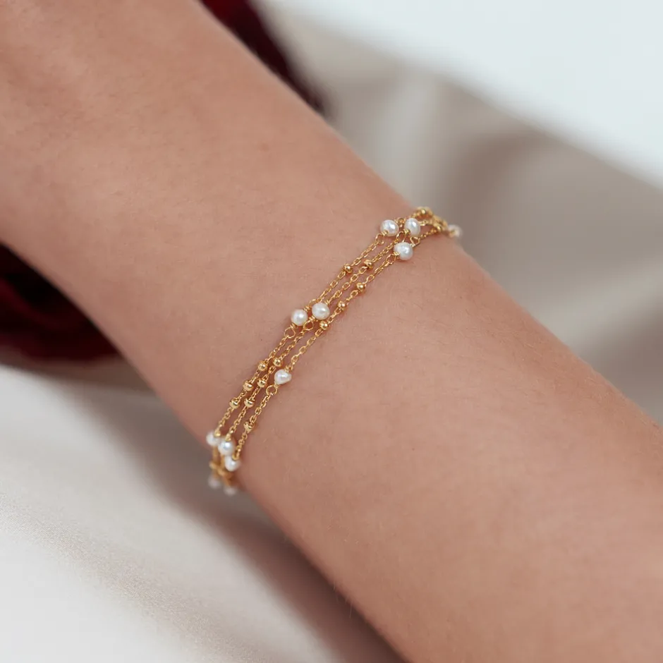 armkette_flying_pearls_re_3-1.webp Armkette Flying Pearls, 3-reihig, 18 K Rosegold vergoldet-LEAF Discount