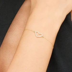 Armkette Heart mit Diamanten, 18 Karat Gelbgold-LEAF Discount