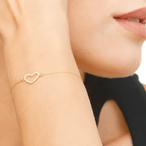 Armkette Heart mit Diamanten, 18 Karat Gelbgold-LEAF Discount