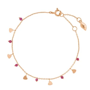 Armkette Hearts Rubin, 18 K Rosegold vergoldet-LEAF Best