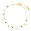 Armkette Hearts Rubin, 18 K Gelbgold vergoldet-LEAF Hot