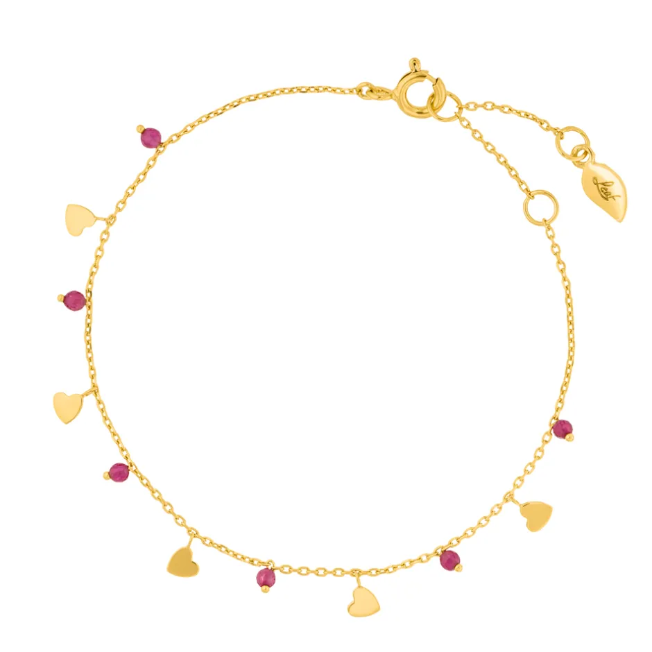 armkette_hearts_rubin__k__0.webp Armkette Hearts Rubin, 18 K Gelbgold vergoldet-LEAF Hot