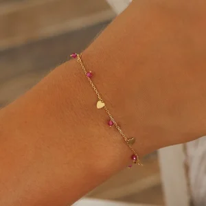 Armkette Hearts Rubin, 18 K Rosegold vergoldet-LEAF Best