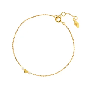 Armkette Herz mit Perle, 18 K Gelbgold vergoldet-LEAF Best