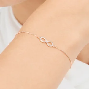 Armkette Infinity mit Diamanten, 18 Karat Rosegold-LEAF New