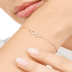 Armkette Infinity mit Diamanten, 18 Karat Rosegold-LEAF New