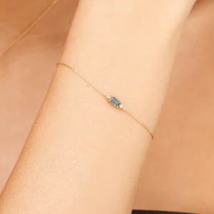 Armkette London Blue Topaz, 14 Karat Gelbgold-LEAF Discount