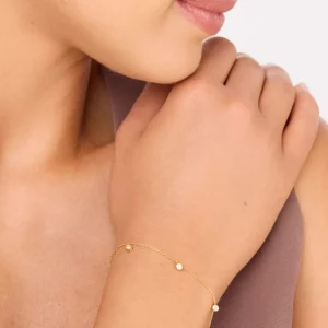 Armkette MY FIRST DIAMOND Charms, 14 Karat Rosegold-LEAF Best