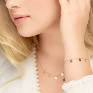 Armkette Platelet, 14 Karat Rosegold-LEAF Fashion
