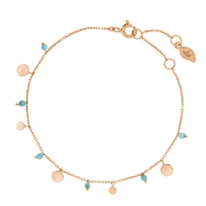 Armkette Platelet Türkis, 18 K Rosegold vergoldet-LEAF Hot
