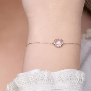 Armkette Rosenquarz, 14 Karat Rosegold-LEAF Hot