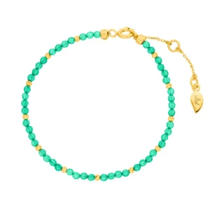 Armkette Serenity, Grüner Achat, 18 K Gelbgold vergoldet-LEAF Discount