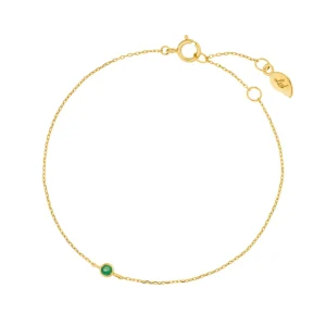 Armkette Smaragd, 14 Karat Gelbgold-LEAF New