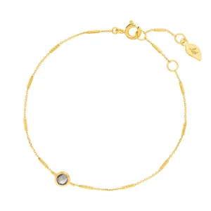 Armkette Solitär, Labradorit, 18 K Gelbgold vergoldet-LEAF Best