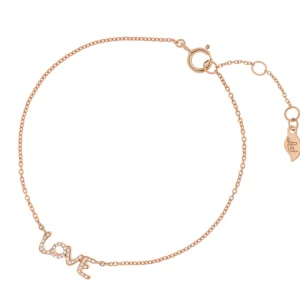 Armkette TINY LOVE mit Diamanten, 14 Karat Rosegold-LEAF Hot