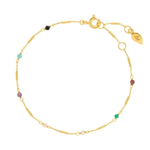 Armkette Tiny, Multi Gems, 18 K Gelbgold vergoldet-LEAF Clearance
