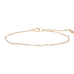 Armkette White Pearls, 14 Karat Rosegold-LEAF Best