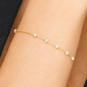 Armkette White Pearls, 14 Karat Rosegold-LEAF Best