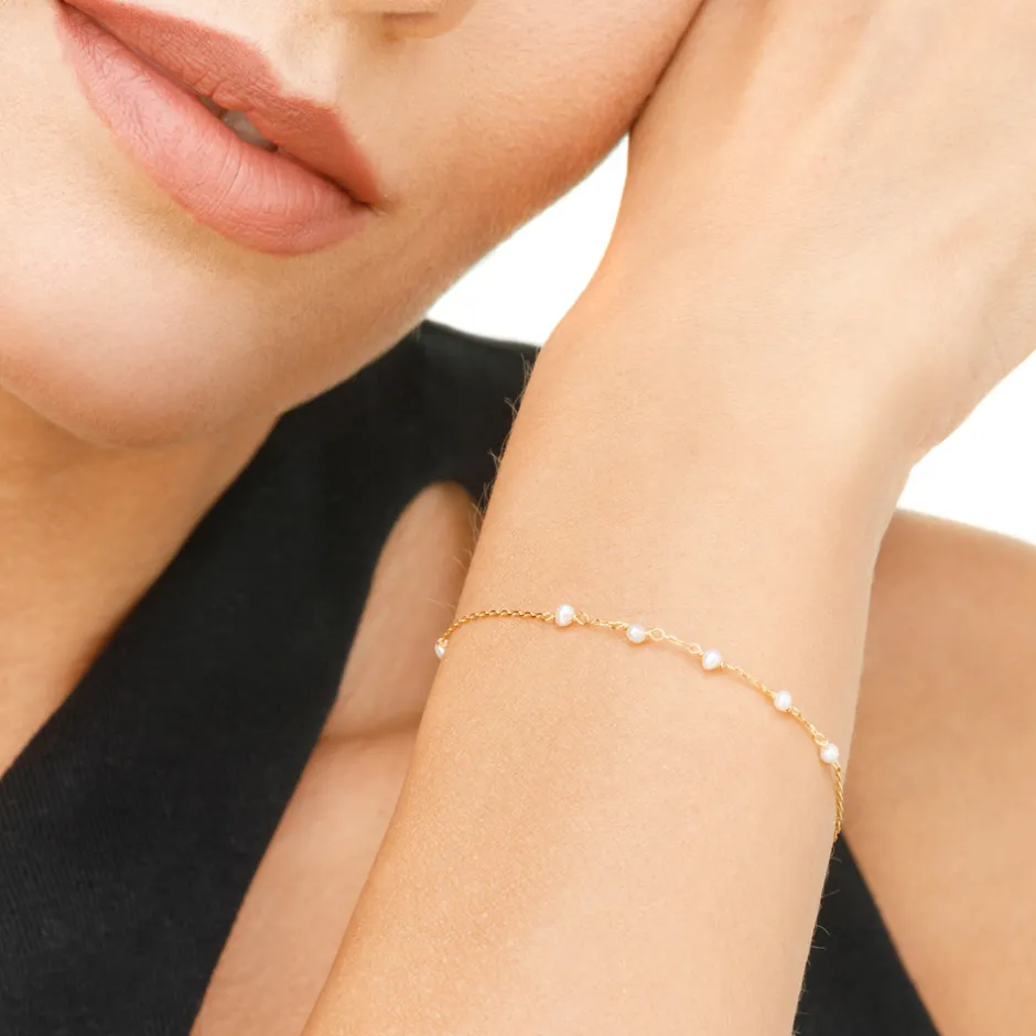 armkette_white_pearls__ka_4-1.webp Armkette White Pearls, 14 Karat Gelbgold-LEAF Sale