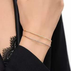 Armreif Circle mit Diamanten, 18 Karat Gelbgold-LEAF Discount