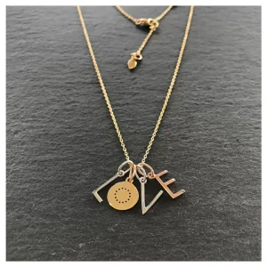 Buchstaben Halskette-B, 18 Karat Gelbgold vergoldet-LEAF Fashion