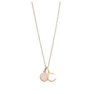Buchstaben-Charm, 18 Karat Rosegold vergoldet-LEAF New