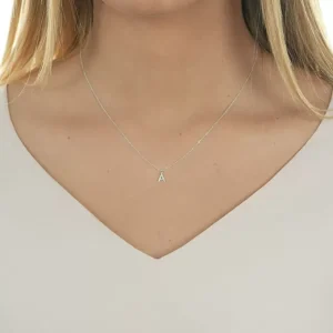 Buchstabenketten, 14 Karat mit Diamanten-LEAF Clearance