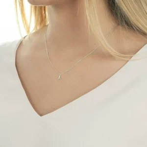 Buchstabenketten, 14 Karat mit Diamanten-LEAF Clearance